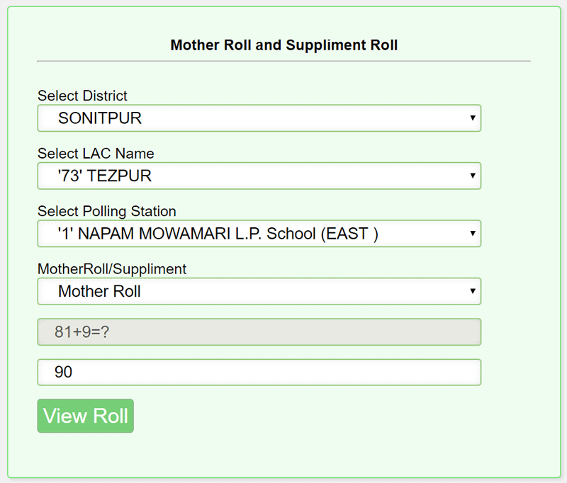 Assam Voter List Download Form
