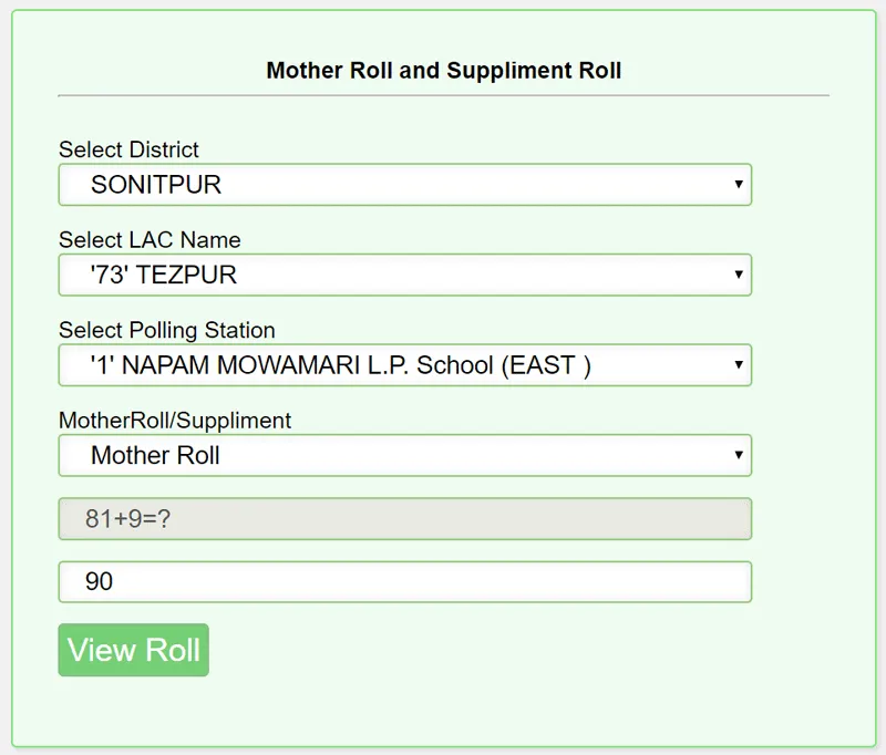 Assam Voter List Download Form