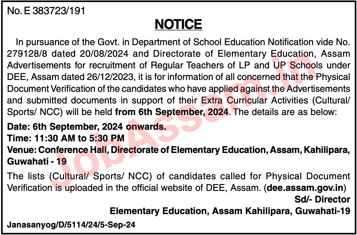 TET Document Verification Notice